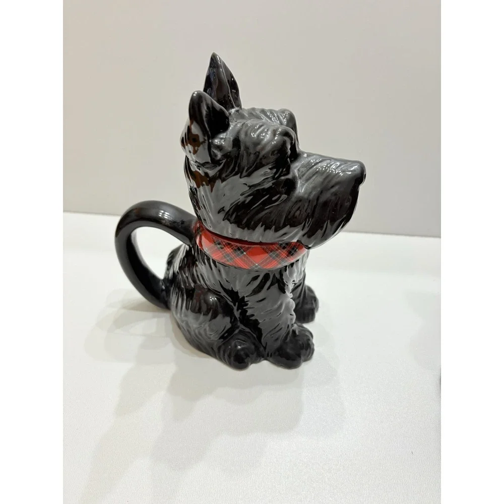 Scottie Dog Cookie Jar Black Plaid Collar David's Cookies/Jeffrey Banks and‎ mug